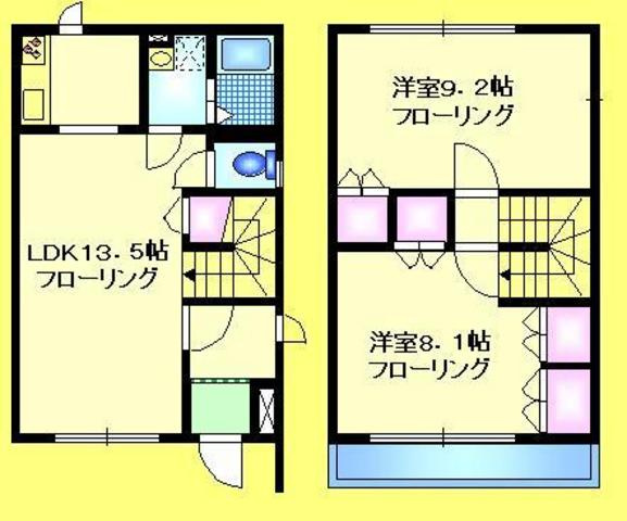 ツインパレスＡの間取り|★ペット（犬）と住めるテラスハウス★