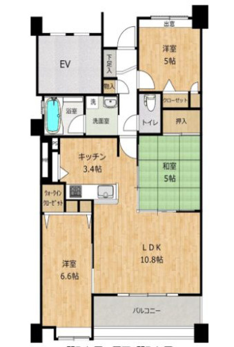 久留米市中央町の賃貸マンションの間取り