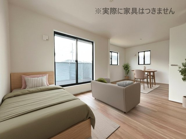 新築戸建・新築建売　郡山市富久山町8期　明健小・明健中の洋室|画像はバーチャルホームステージングの加工による演出で、実際の家具は付きません。