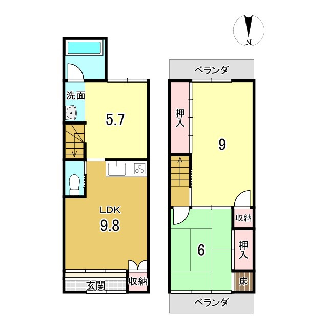 京都市北区紫竹大門町　中古一戸建の間取り