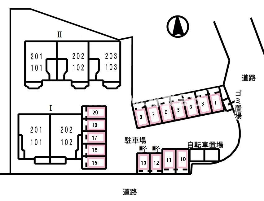 与謝郡与謝野町字岩滝のアパートの区画図
