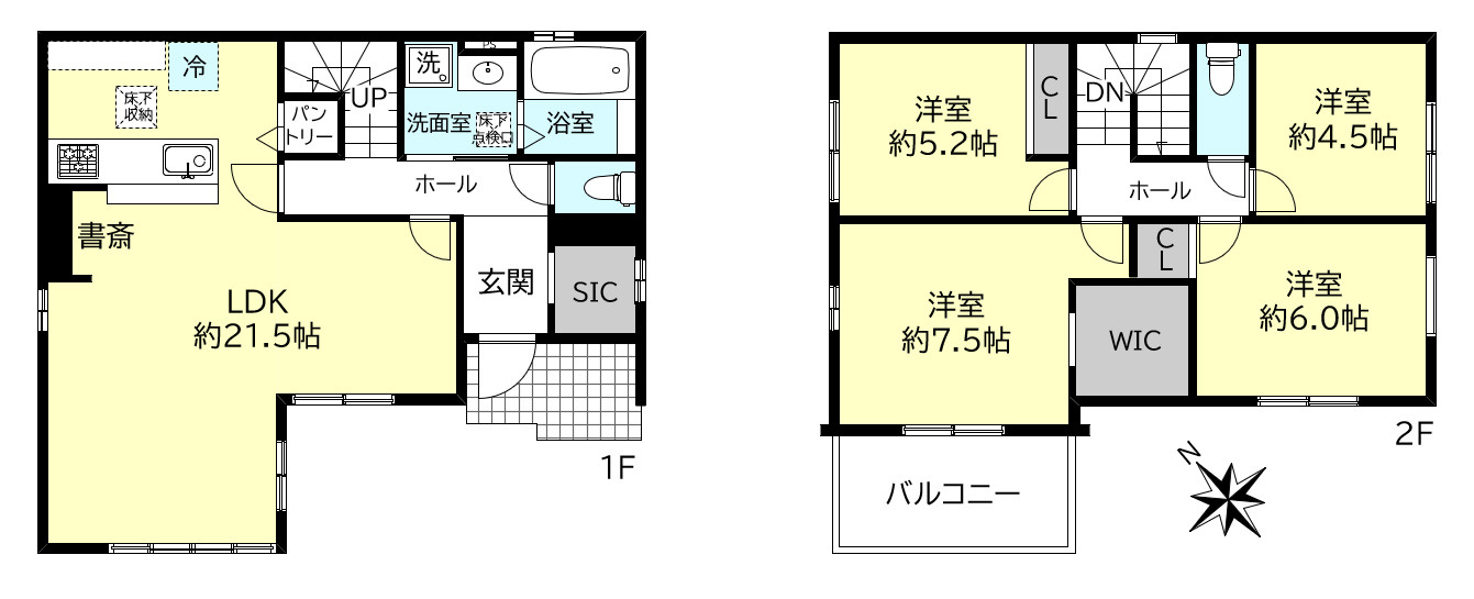 神戸市西区秋葉台２丁目新築戸建の間取り