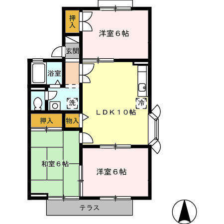 熊本市西区蓮台寺１丁目のアパートの間取り
