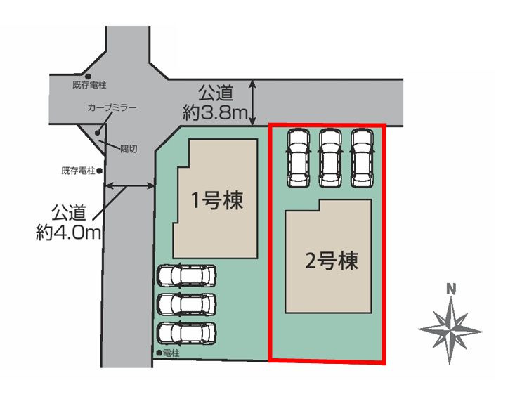 郡山市富田町字西原　　　　２号棟　　　大島小学校、郡山第６中学区の区画図