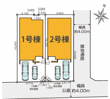 練馬区下石神井2丁目　新築一戸建　西武新宿線　上井草の区画図