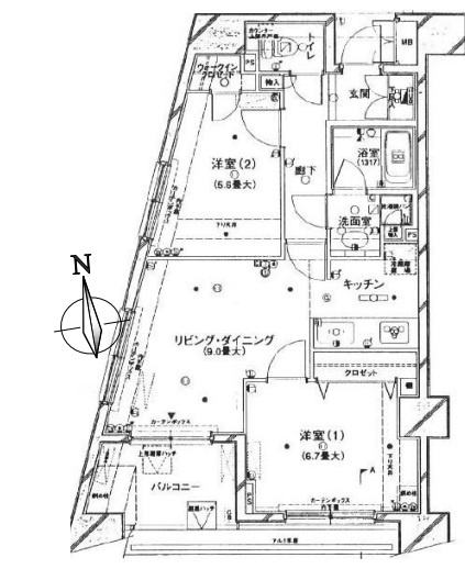 プラティーク三軒茶屋の間取り|プラティーク三軒茶屋：南向き角部屋につき陽当り・眺望・通風良好！全居室収納・窓が付いた２ＬＤＫリフォーム物件は令和５年１２月にもリフォーム履歴がございます！