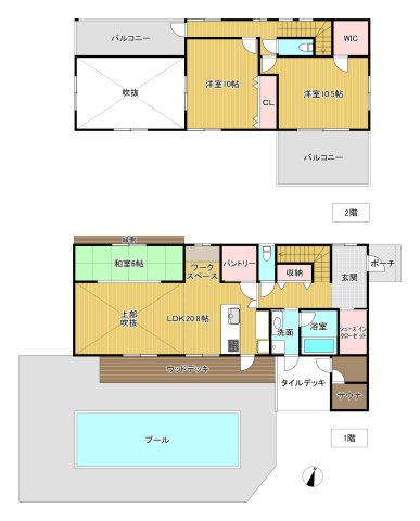 伊豆高原　贅を尽くしたプール付き築浅物件の間取り