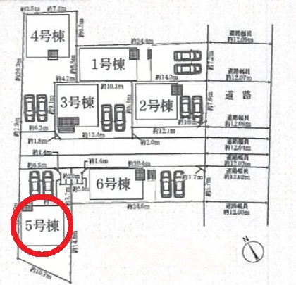 西尾市一色町松木島第9　新築分譲住宅　全6棟　5号棟の区画図