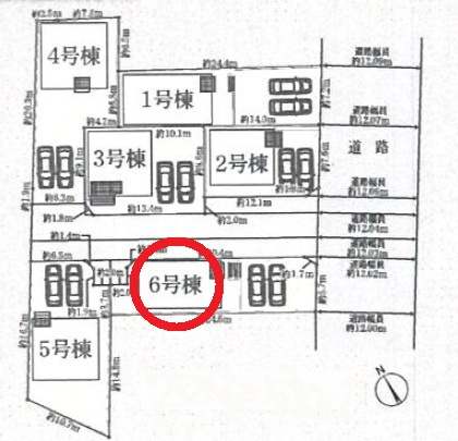 西尾市一色町松木島第9　新築分譲住宅　全6棟　6号棟の区画図