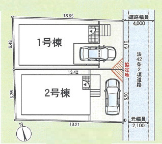 平塚市榎木町第1　新築戸建　全2棟1号棟の区画図