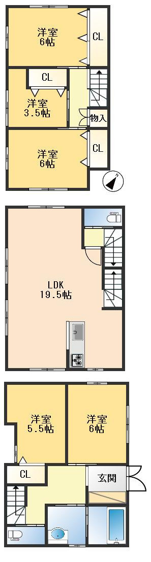 吹田市末広町　中古戸建の間取り