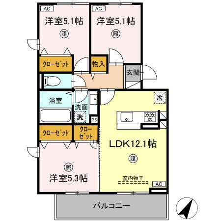 セジュールオッツ長嶺の間取り