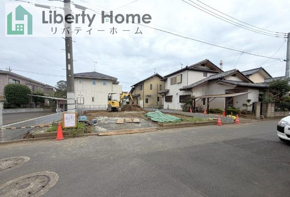 水戸市千波町5期　新築戸建の前面道路含む現地写真