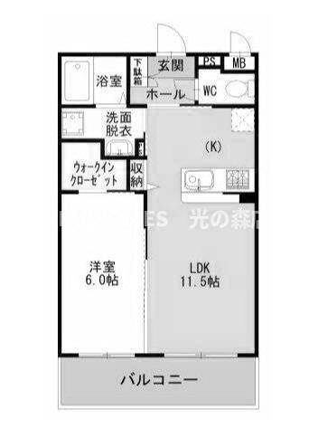 菊池郡菊陽町大字津久礼の賃貸マンションの間取り