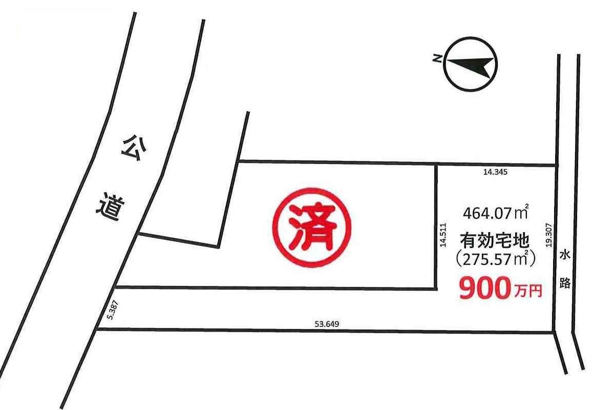 川越市久下戸　建築条件なし売地　JR川越線『南古谷駅』徒歩20分　【南古谷小学区】の区画図