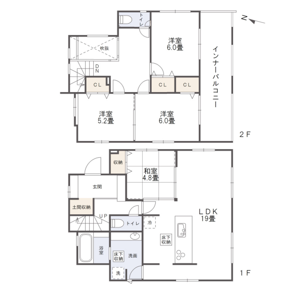 岡山市中区国富二丁目　戸建　2号棟の間取り|敷地面積：159.31㎡、建物面積：116.37㎡の4LDKです。