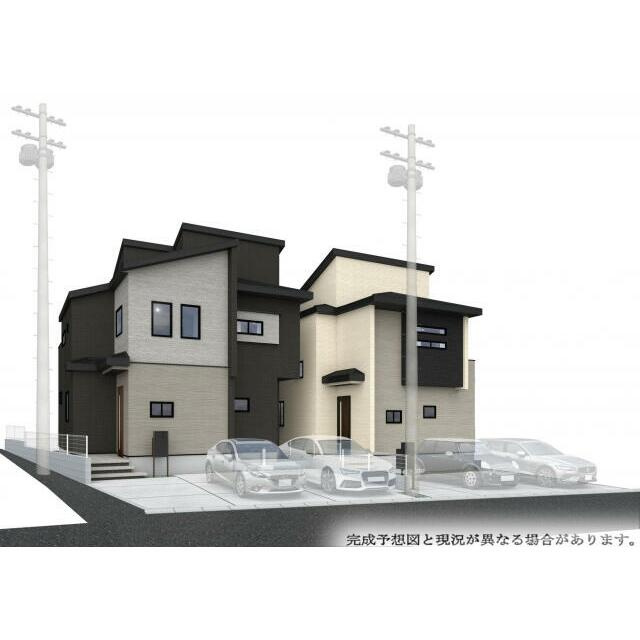 岡山市中区国富二丁目　戸建　1号棟の外観パース|2026年9月完成予定です。