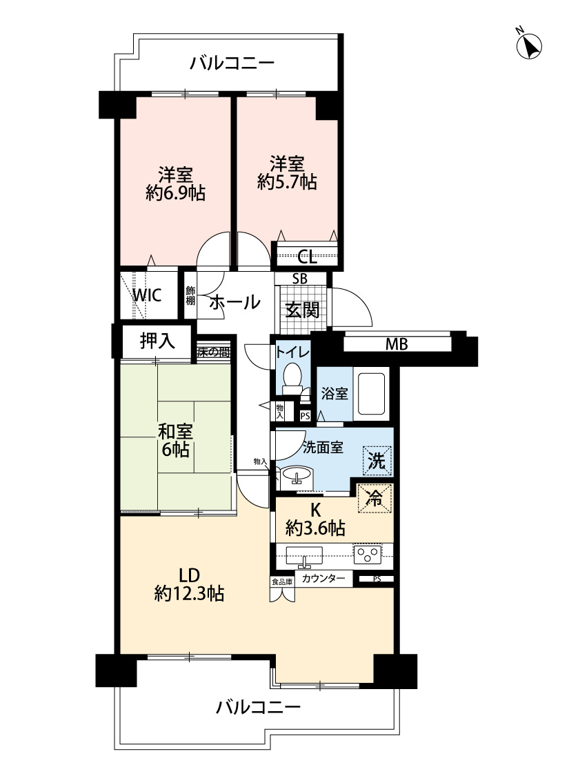 セントラルヒルズI棟の間取り