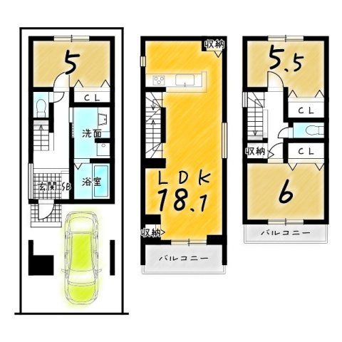 寺今町4区画　A号棟の間取り