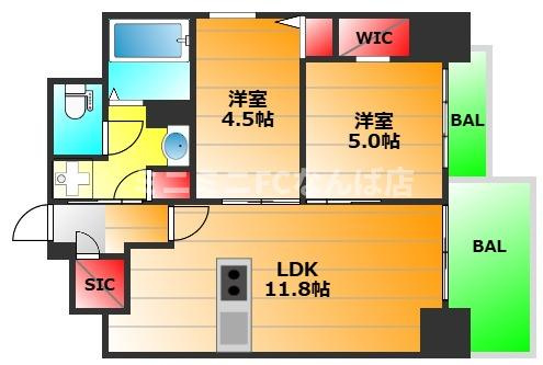 ルフォンプログレ新町の間取り|現状有姿