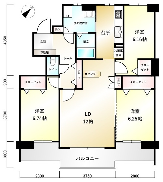 ラポール大通東の間取り