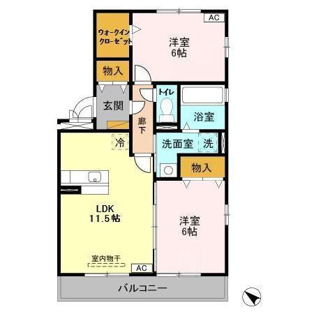 グランドソレイユ　Ａ棟の間取り