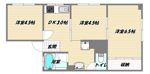 大阪市東淀川区西淡路２丁目の賃貸マンションの間取り