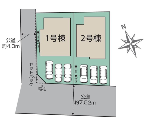 【ブルーミングガーデン】宇都宮市東原町 全2棟の外観|〇2号棟〇
3（4）LDK+納戸+ランドリールーム+カースペース3台
※2026年7月撮影
