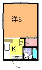 【間取り】 | ホワイトコーポ | ジュウタン張りの洋室8帖
