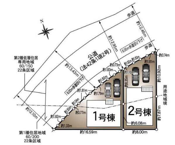 姫路市苫編第2（全2棟）1号棟の区画図|1号棟です。