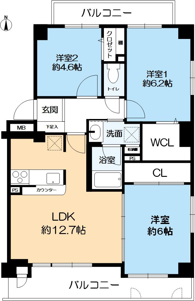 ディオレ新神戸A棟の間取り