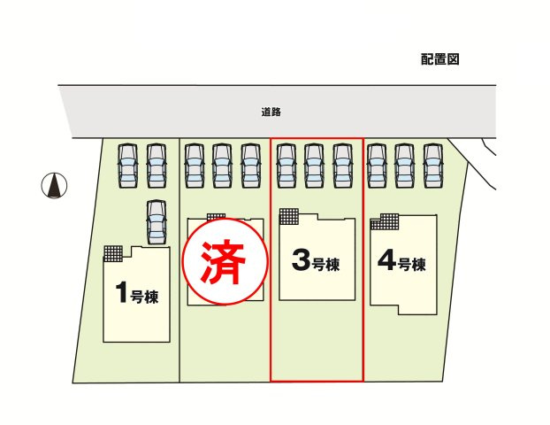 郡山市富久山町福原字町田　　　  3号棟　　　明健小学校、明健中学区　の区画図