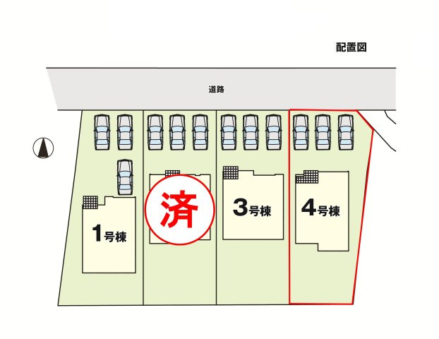 郡山市富久山町福原字町田　　　  4号棟　　　明健小学校、明健中学区　の区画図