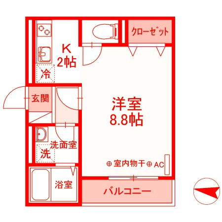 茅ヶ崎市赤松町のアパートの間取り