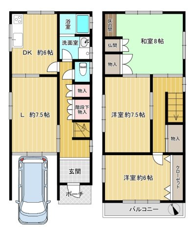 東有岡3丁目の間取り|南道路に面し陽当り良好
