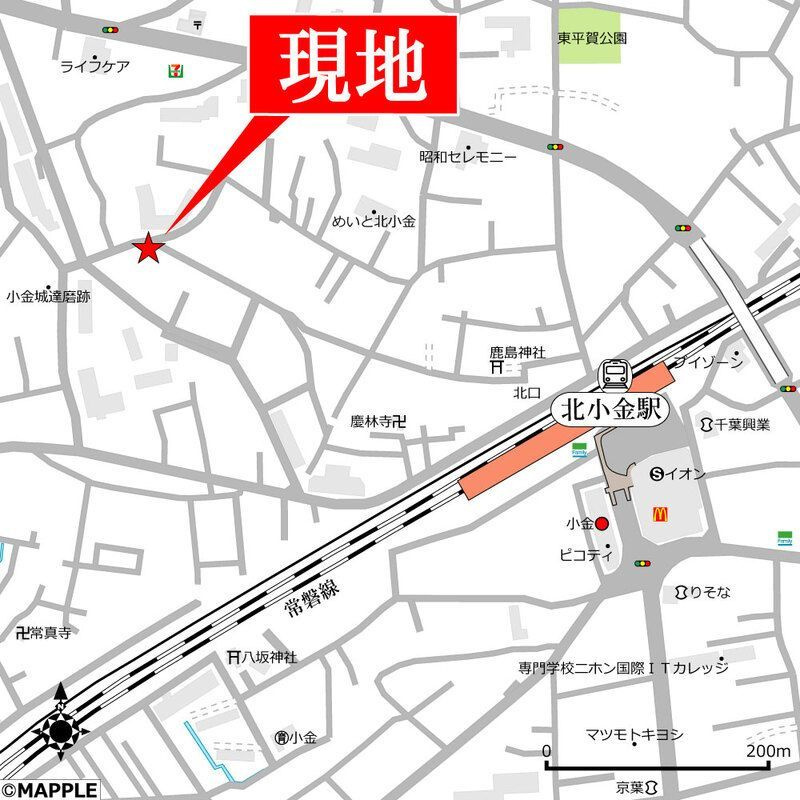 松戸市大金平１２３戸建賃貸の地図