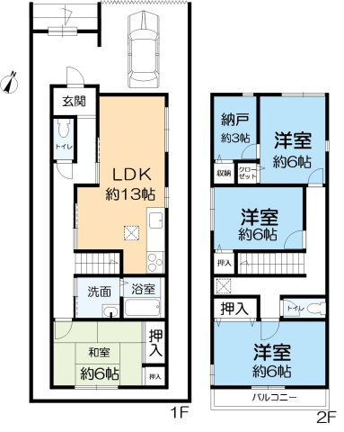 高槻市松が丘二丁目戸建の間取り