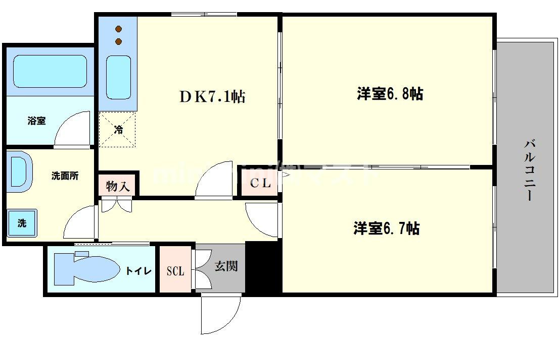 大阪市東成区大今里西１丁目の賃貸マンションの間取り
