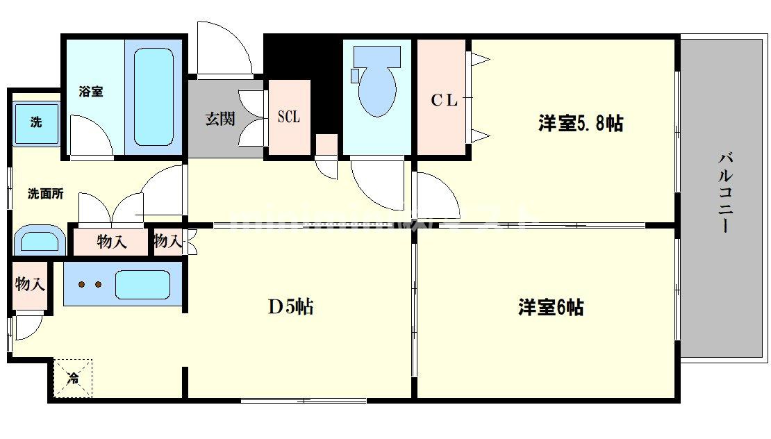 大阪市東成区大今里西１丁目の賃貸マンションの間取り