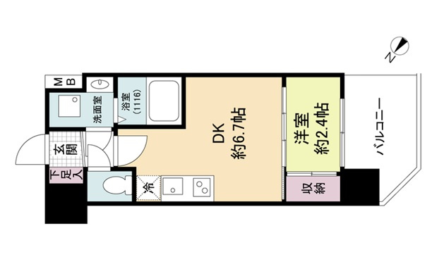 神戸市中央区北長狭通５丁目の賃貸マンションの間取り