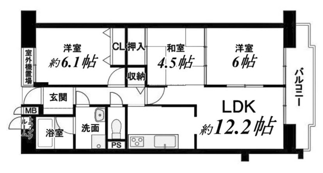 【間取り】 | ファミールハイツ京都伏見ステージ1 | 専有面積62.72㎡
