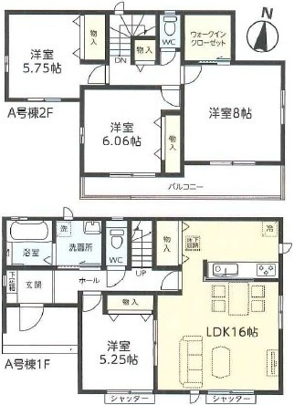つくばみらい市伊奈東41番　新築戸建て　A号棟の間取り|間取り図です♪
実際の空間の広さや陽当たり、風通しなどは現地でご確認できます♪