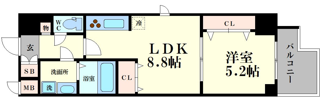 大阪市西区南堀江２丁目の賃貸マンションの間取り