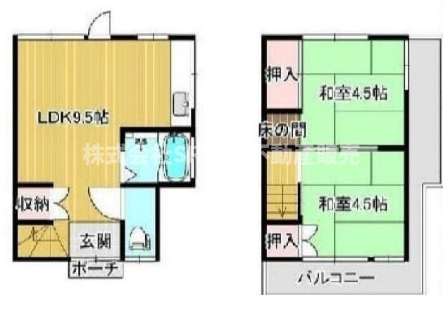 額田町中古テラスハウスの間取り|使いやすい2LDKの間取りです♪