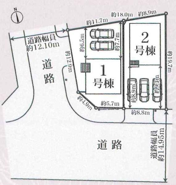 蒲郡市八百富町第1　全2棟・1号棟の区画図