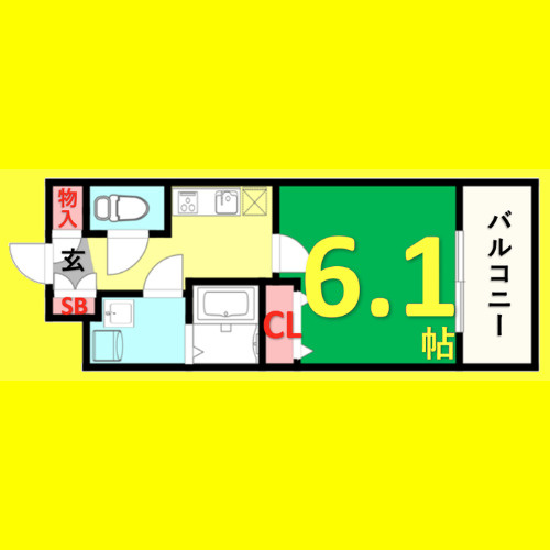 エステムコート名古屋黒川シャルマン　名古屋市賃貸　仲介手数料無料の間取り