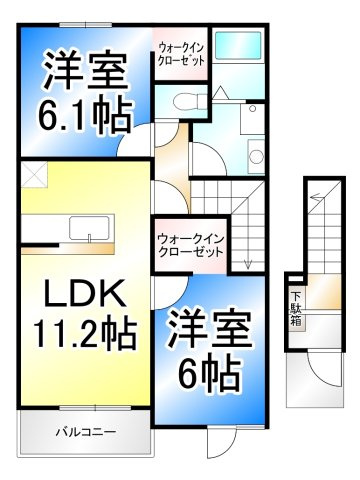 プリムローズ　Ｂの間取り|収納がたくさんあります。
