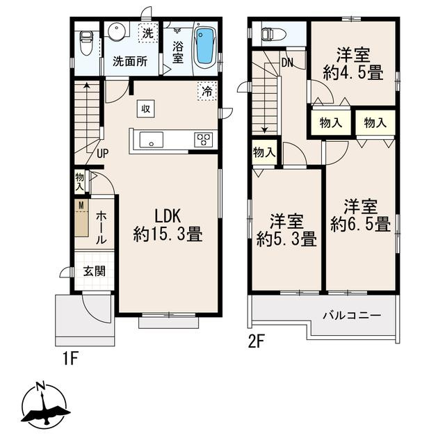 【Heartfull Town】小平市上水南町２丁目506番の間取り|〇本物件【Ａ号棟】の間取・平面図です〇　敷地面積　101.32㎡　建物面積　78.76㎡

　