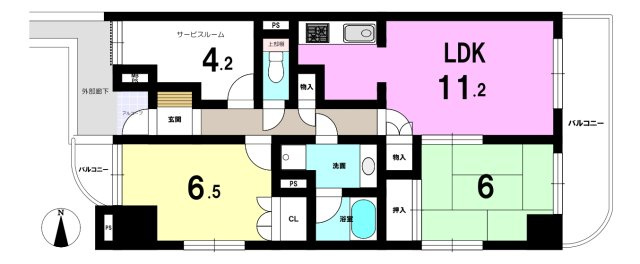 グランドヒルズ福徳壱番館の間取り