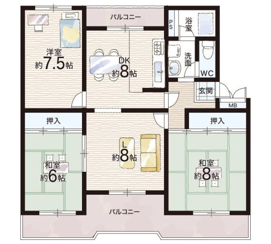 ■フルーレ藤阪３号棟■中古マンション■の間取り